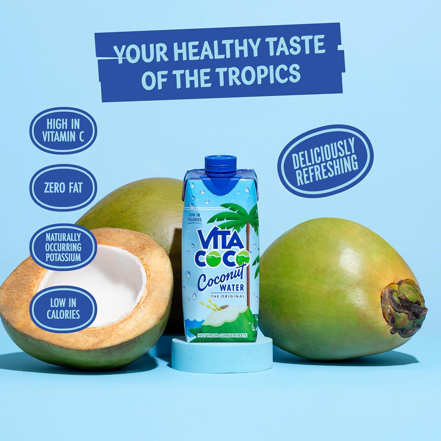 Vita Coco Original Coconut Water Multipack 500 ml x 12, Gluten Free, Full Of Vitamin C, Good Source Of Potassium, Low-Calorie, Thirst Quenching Refreshment