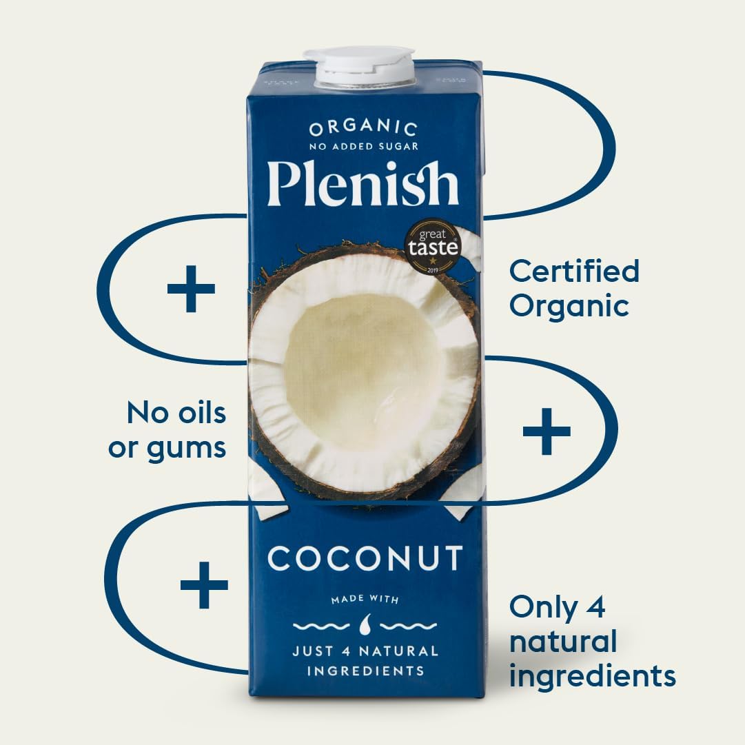 Plenish Organic Unsweetened Coconut Milk 1L (Pack of 8)
