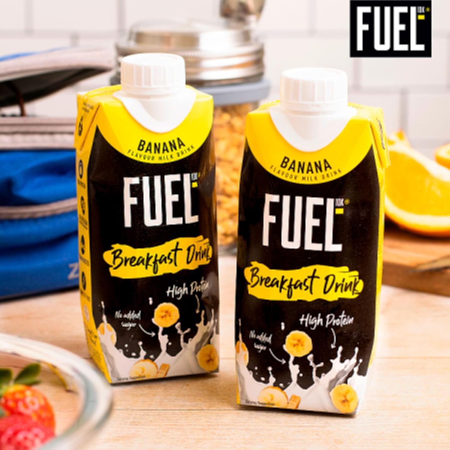 FUEL10K 330ml Banana Breakfast Milk Drink - Pack of 8 - High Protein Milkshake