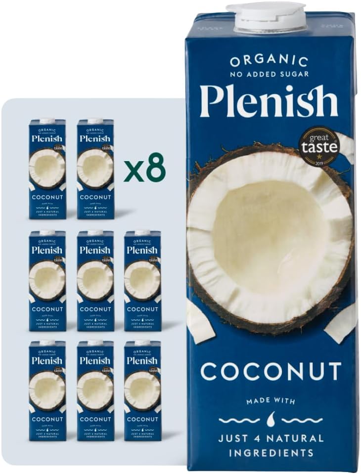 Plenish Organic Unsweetened Coconut Milk 1L (Pack of 8)