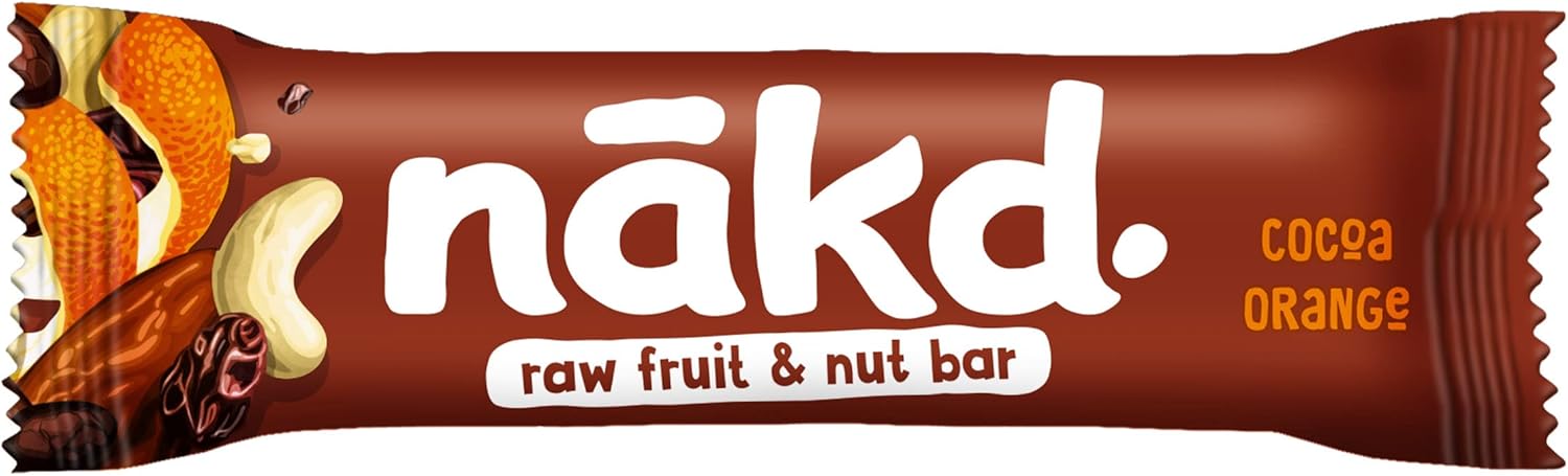 Nakd Cocoa Orange Natural Fruit & Nut Bars - Vegan - Gluten Free - Healthy Snack, 35 g (Pack of 18)